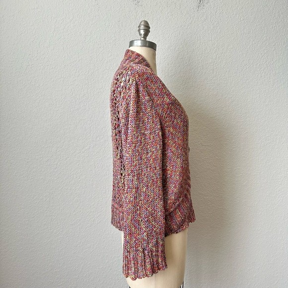 BUNDLE ST. JOHN SPORT Tweed Pattern Knit Top & Cardigan Sweater Multi - Picture 4 of 10